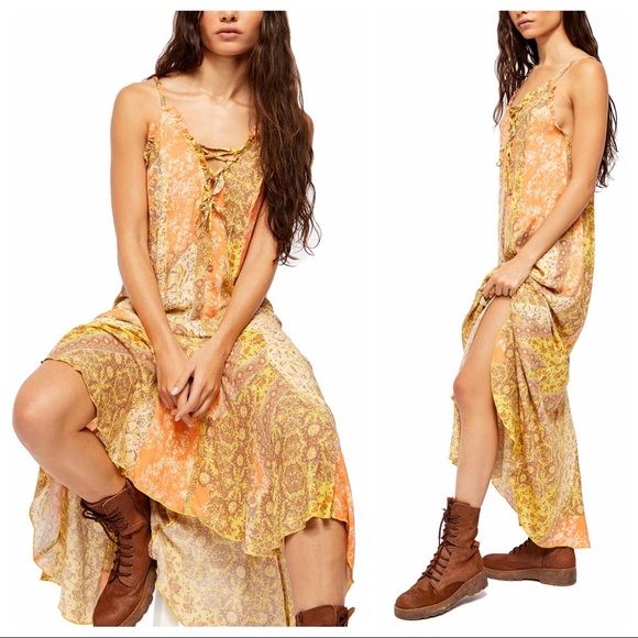 FREE PEOPLE BOHO FLOWY MAXI TANK SLIP DRESS A2C - Picture 4 of 10